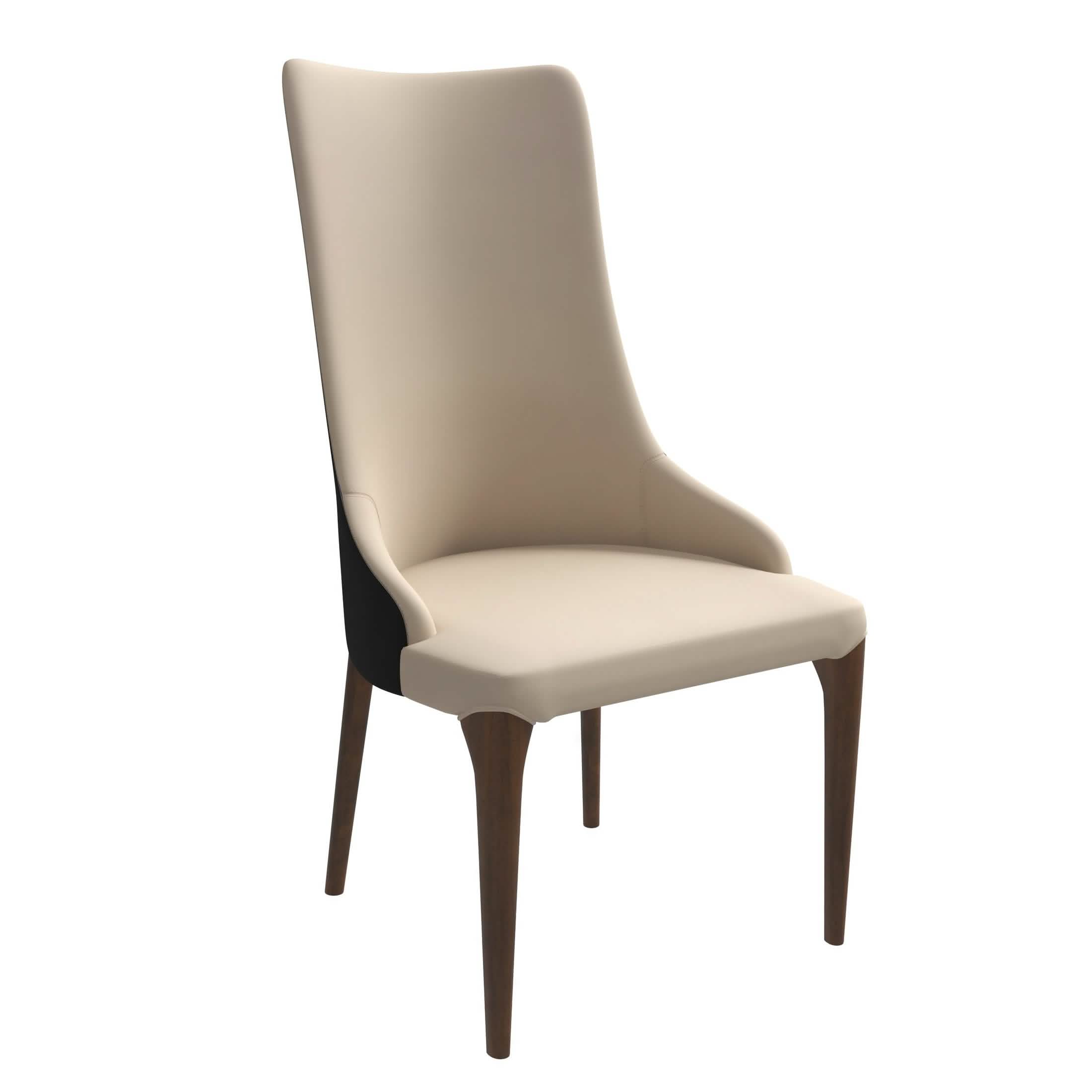 Elm Dining Chair with a Leather/Velvet Seat and a Two-Tone Color Design Backrest in Ash Wood Black Dining Chair Leisuremod