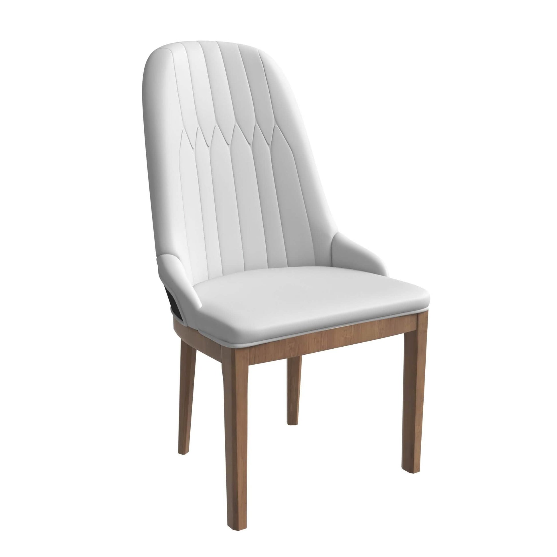 Verisma Dining Chair Upholstered in Leather with Diamond Stitching Back Design Black Light Grey Dining Chair Leisuremod