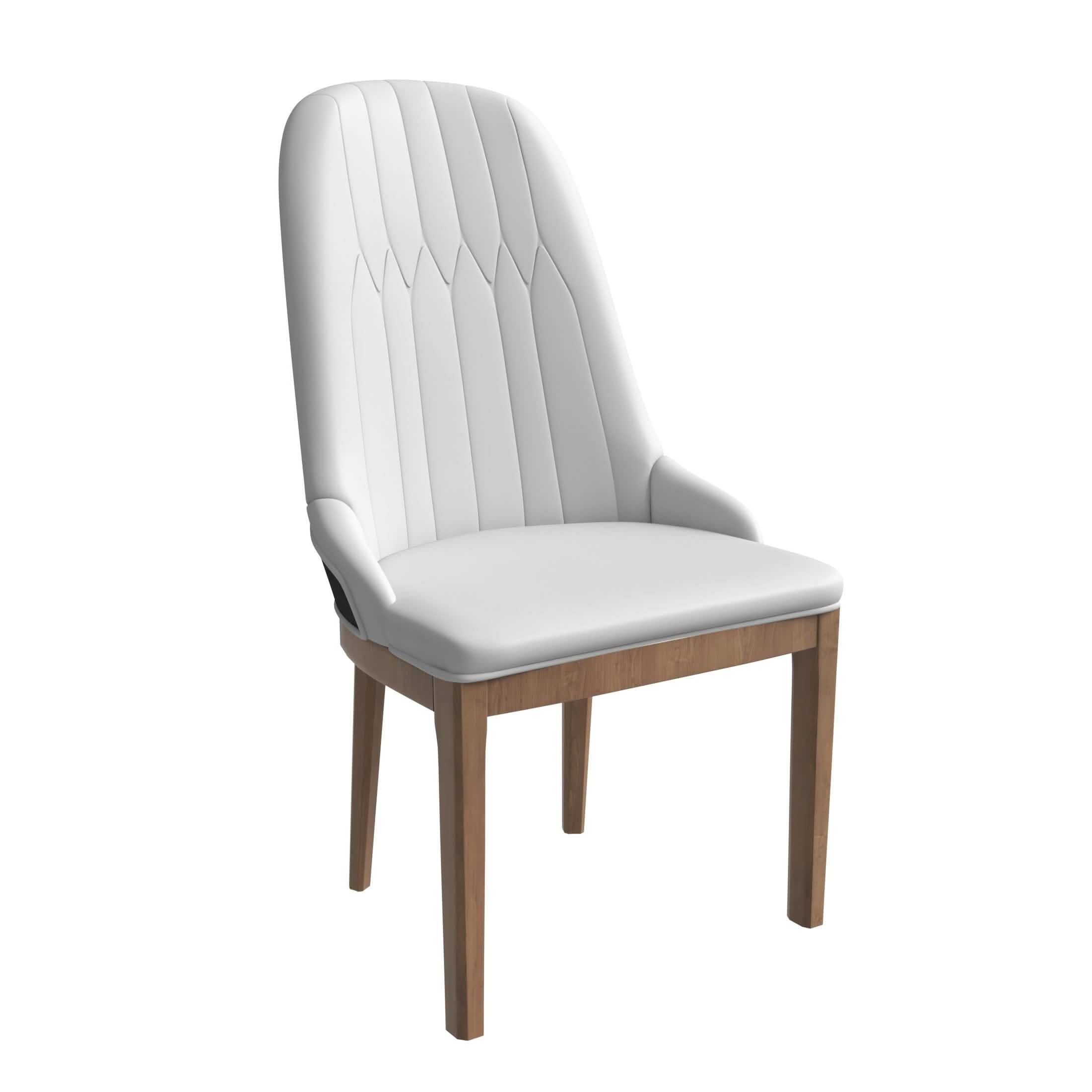 Verisma Dining Chair Upholstered in Leather with Diamond Stitching Back Design Black Light Grey Dining Chair Leisuremod