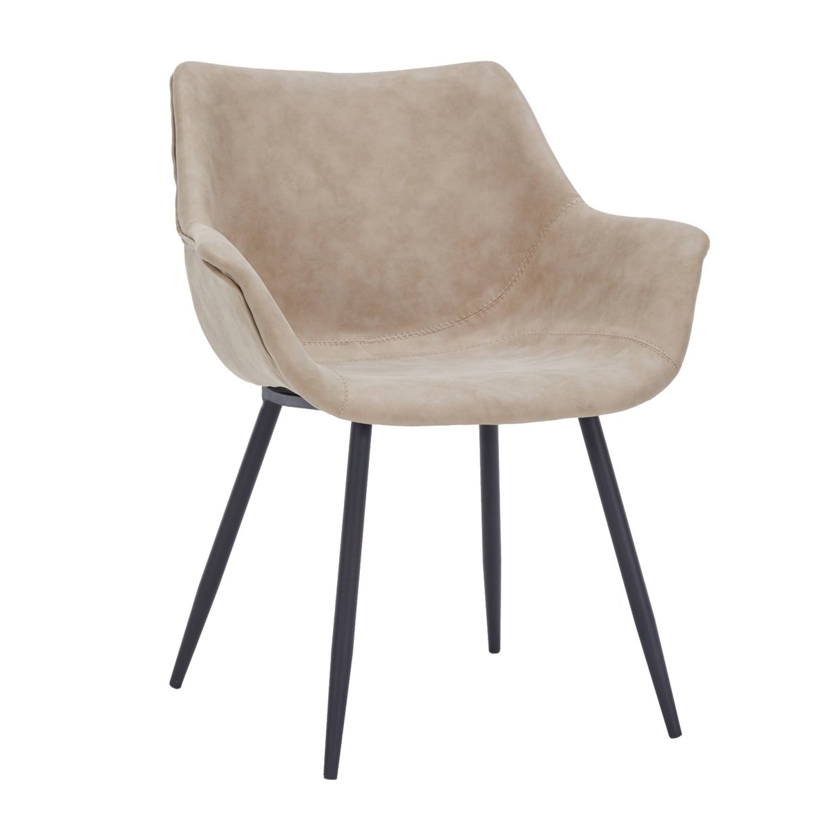 Leisuremod Dining Chair Black / Taupe Markley Modern Leather Dining Arm Chair With Black/Gold Metal Legs