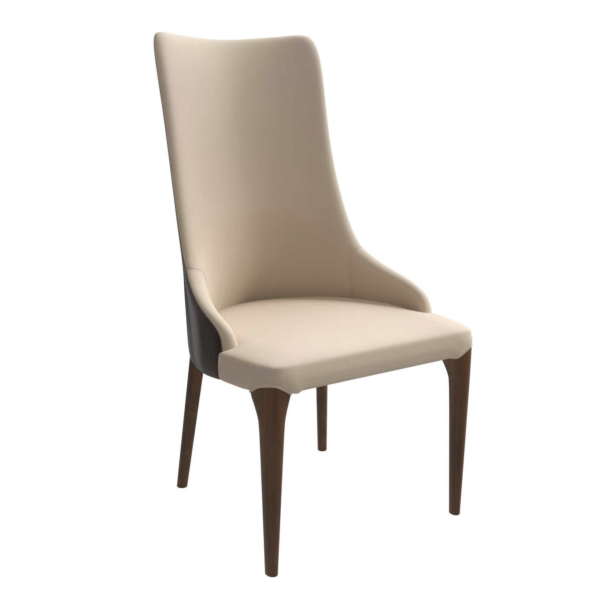 Elm Dining Chair with a Leather/Velvet Seat and a Two-Tone Color Design Backrest in Ash Wood Brown Dining Chair Leisuremod