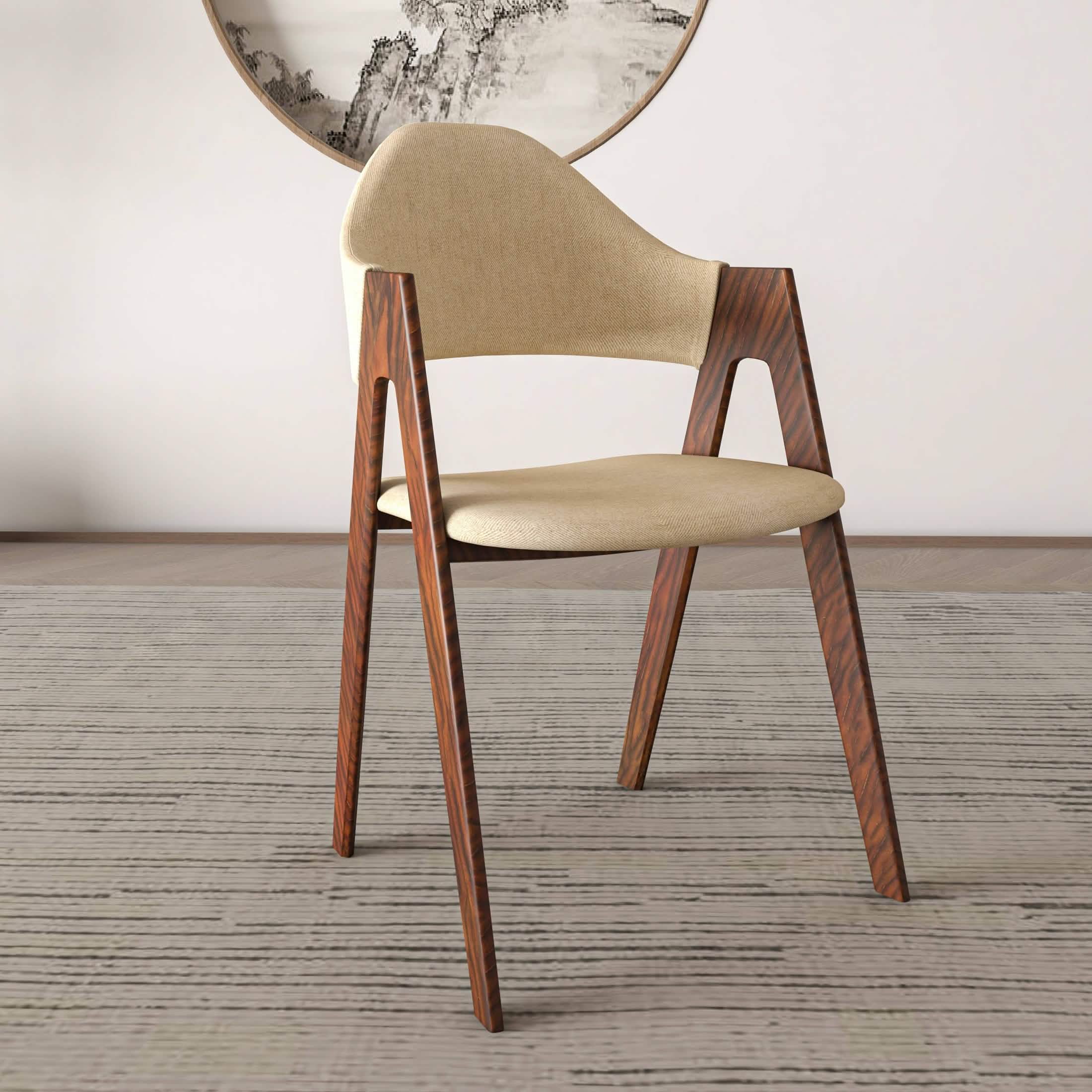 Savor Dining Chair in Polyester with Curved and Open-Back Design in Brown Dining Chair Leisuremod