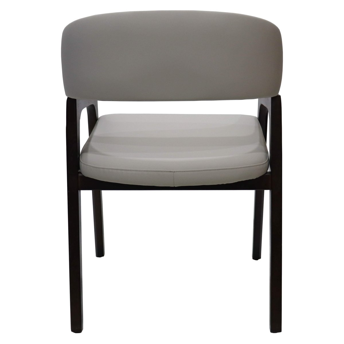 Leisuremod Dining Chair Cali Leather Dining Arm Chair With Rubberwood Legs and Open Back Design