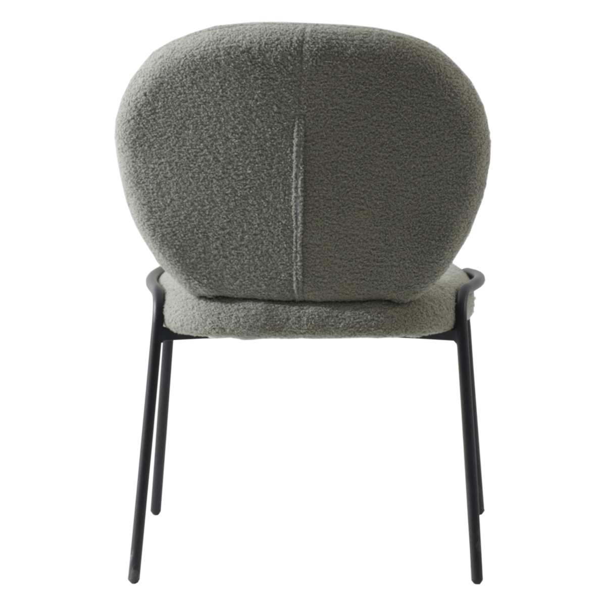 Celestial Modern Boucle Dining Side Chair with Black/White Powder Coated Iron Frame Black Armless Green Dining Chair Leisuremod