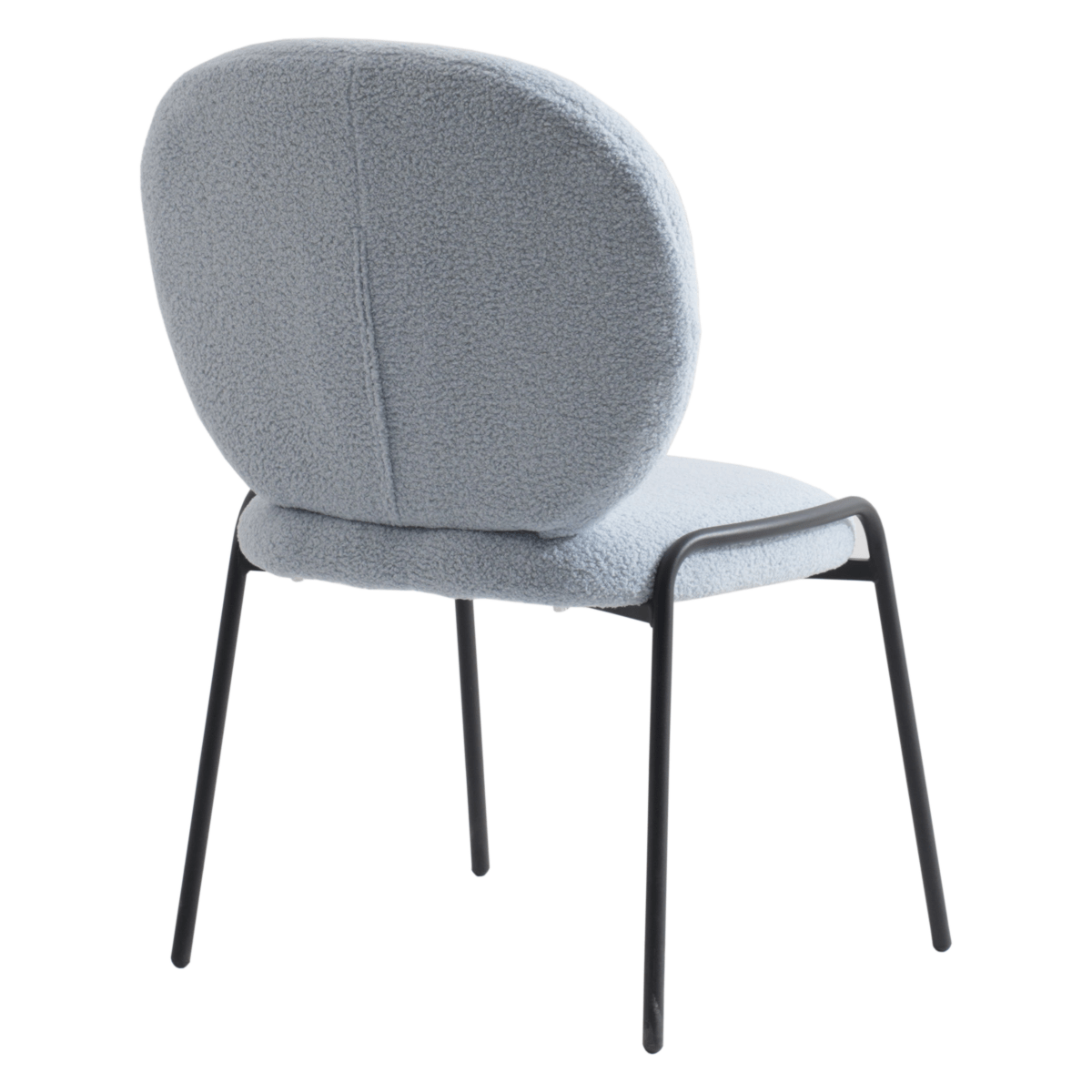Celestial Modern Boucle Dining Side Chair with Black/White Powder Coated Iron Frame Dining Chair Leisuremod