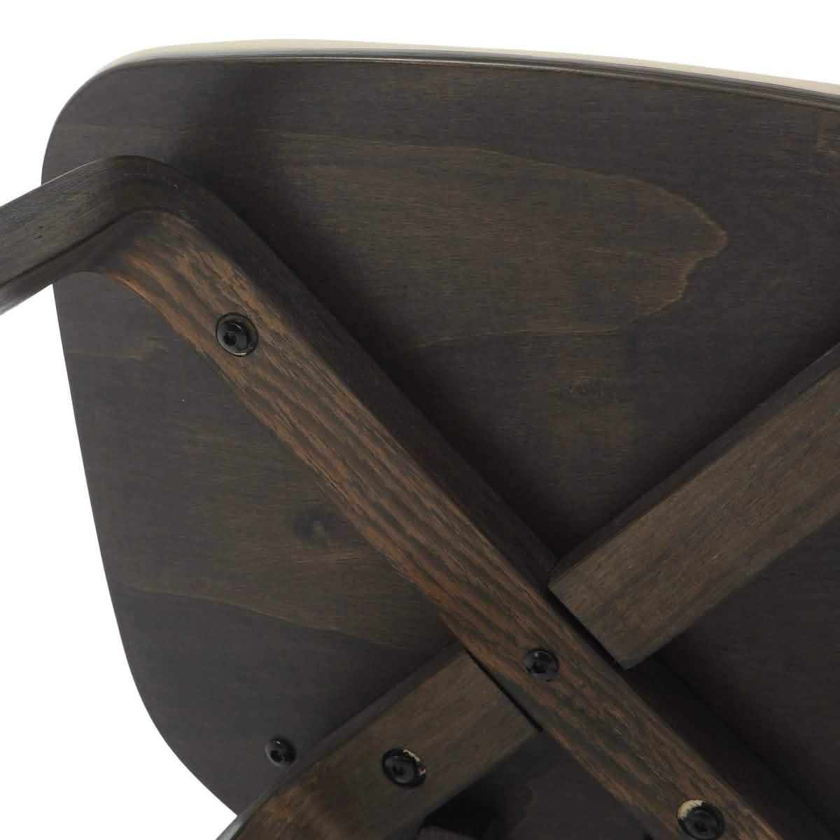 Clivo Modern Wooden Dining Chair Upholstered in Leather With Walnut Color Frame Dark Walnut Brown Dining Chair Leisuremod