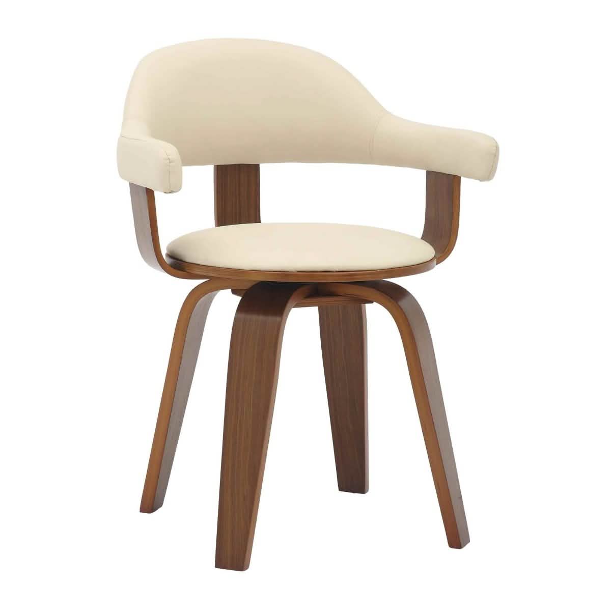 Brivo Modern Wooden Dining Chair With Walnut Color Frame Cream Dining Chair Leisuremod