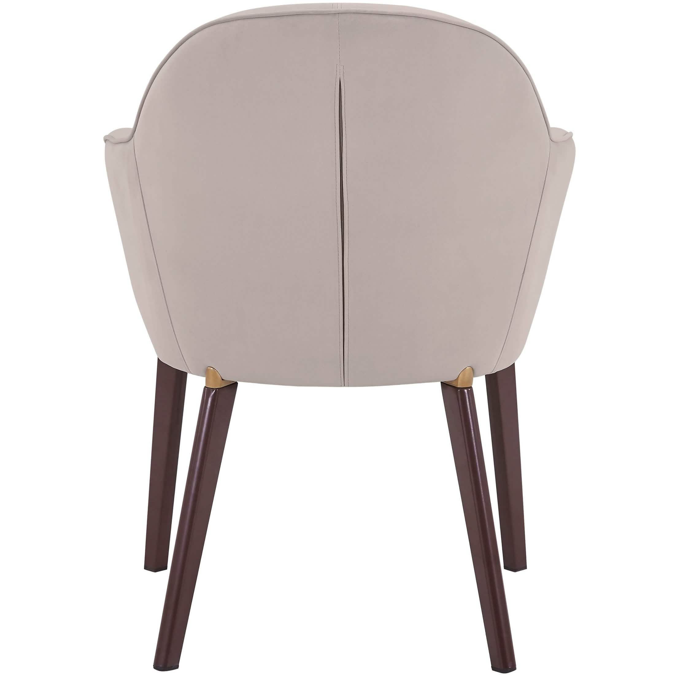 Elias Dining Chair Upholstered in Leather/Velvet and Powder Coated Legs Velvet Light Grey Dining Chair Leisuremod