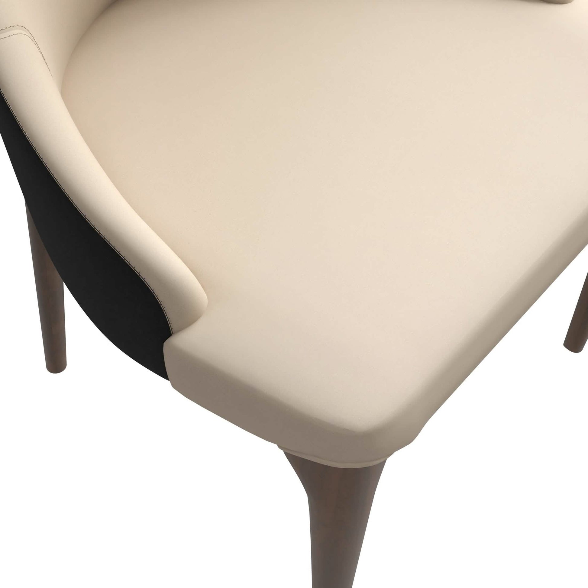 Elm Dining Chair with a Leather/Velvet Seat and a Two-Tone Color Design Backrest in Ash Wood Black Dining Chair Leisuremod