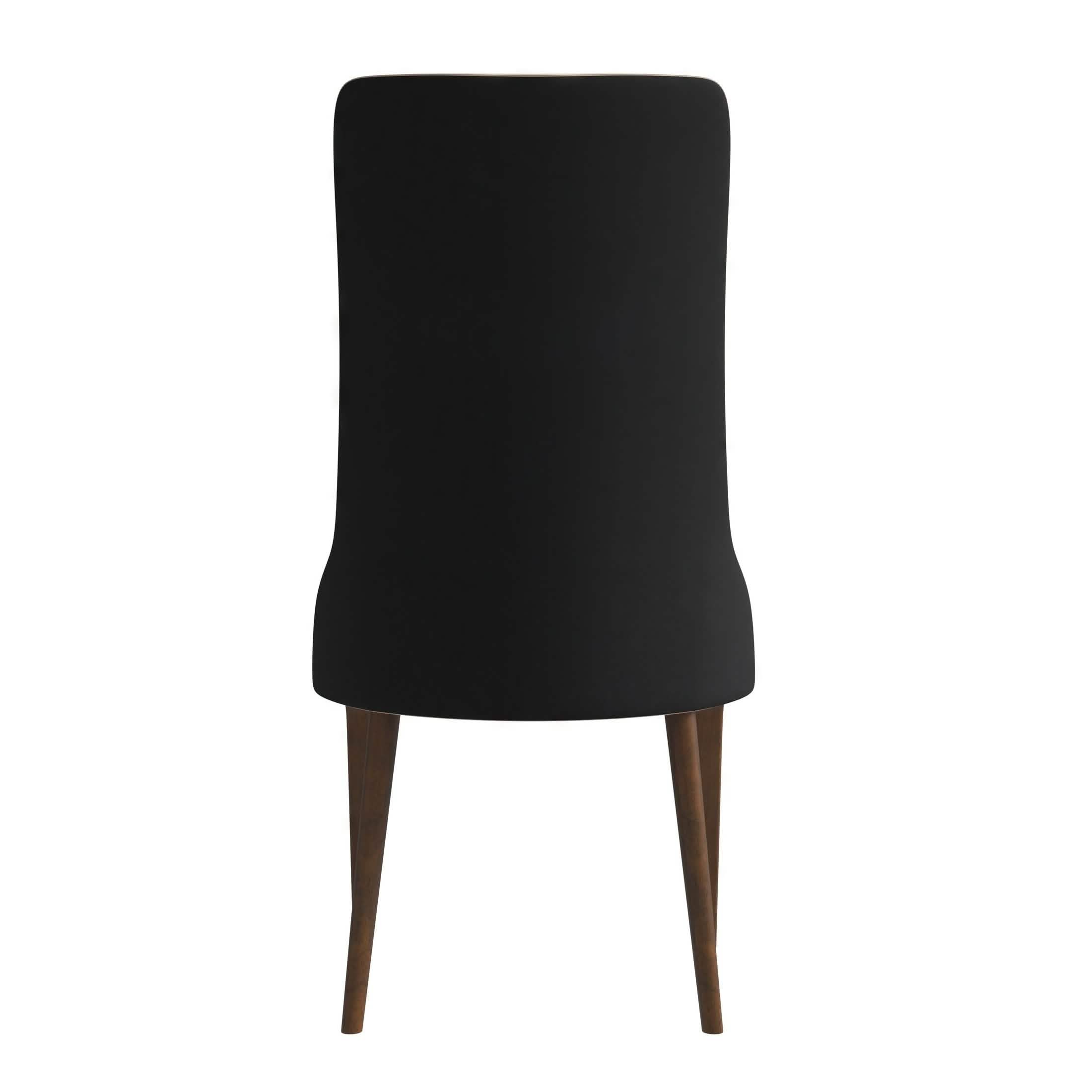 Elm Dining Chair with a Leather/Velvet Seat and a Two-Tone Color Design Backrest in Ash Wood Black Dining Chair Leisuremod