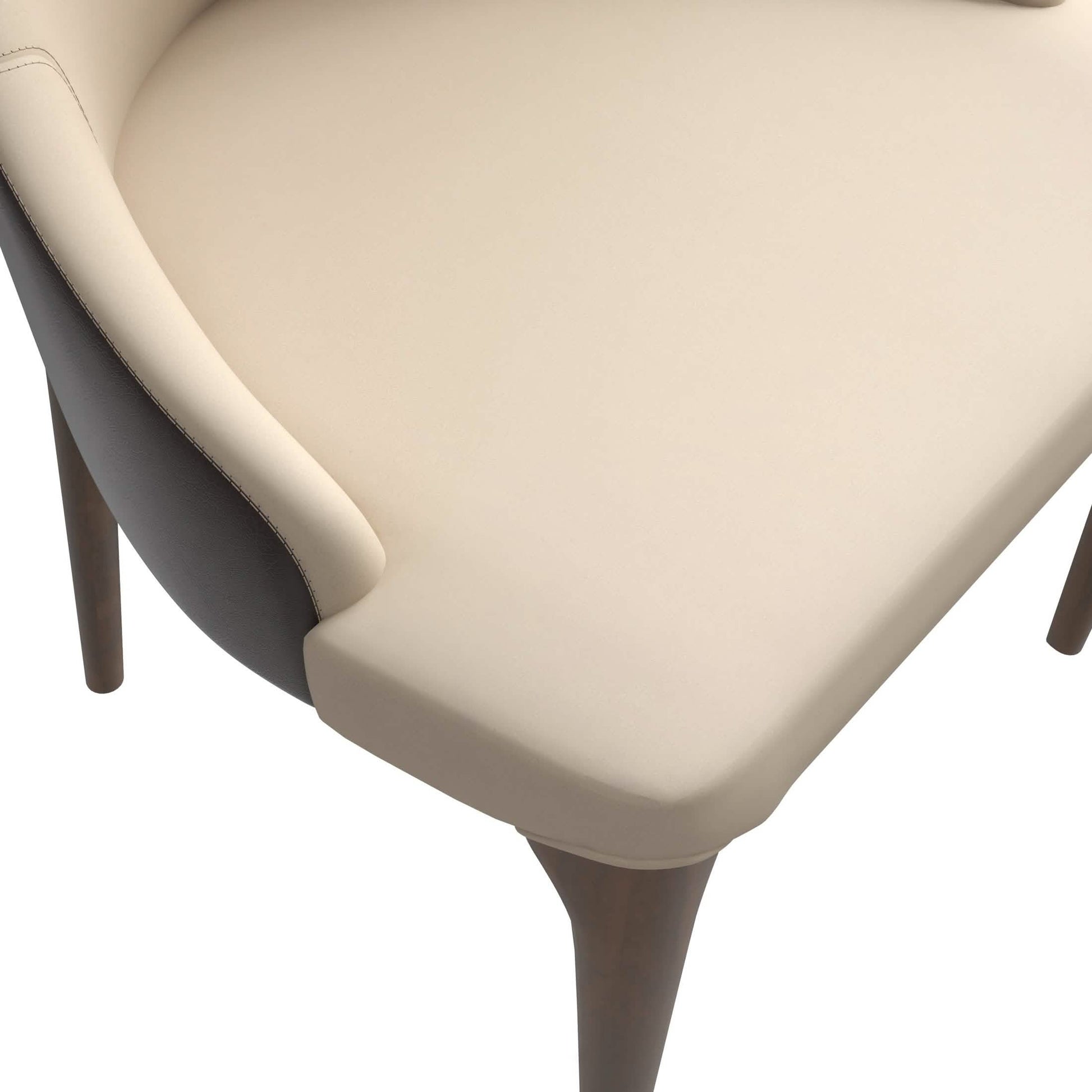 Elm Dining Chair with a Leather/Velvet Seat and a Two-Tone Color Design Backrest in Ash Wood Brown Dining Chair Leisuremod
