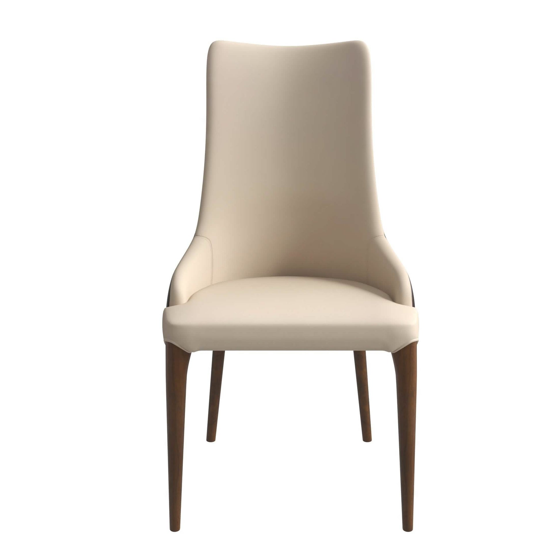 Elm Dining Chair with a Leather/Velvet Seat and a Two-Tone Color Design Backrest in Ash Wood Brown Dining Chair Leisuremod