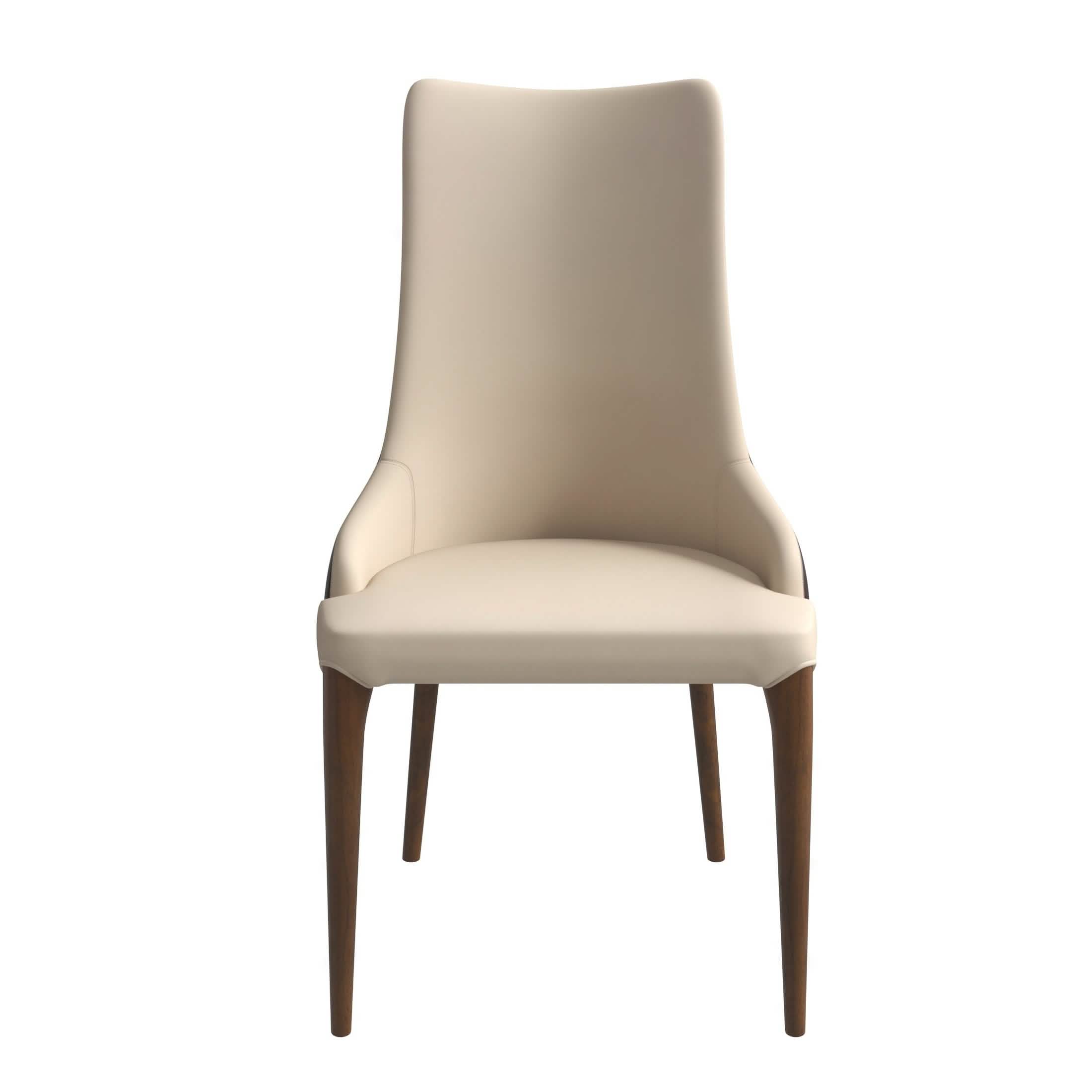 Elm Dining Chair with a Leather/Velvet Seat and a Two-Tone Color Design Backrest in Ash Wood Brown Dining Chair Leisuremod