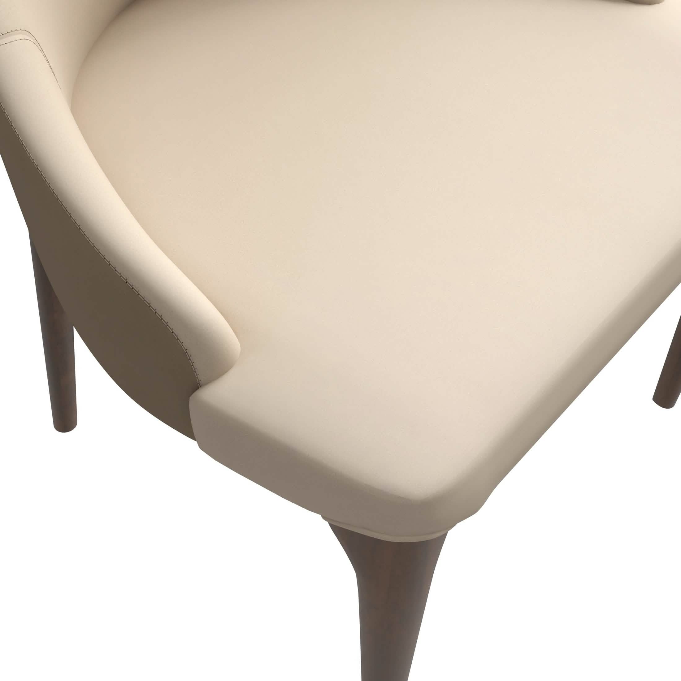 Elm Dining Chair with a Leather/Velvet Seat and a Two-Tone Color Design Backrest in Ash Wood Taupe Dining Chair Leisuremod