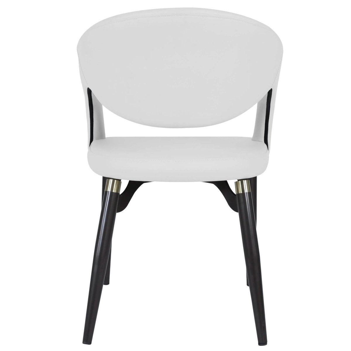 Leisuremod Dining Chair Entice Dining Chairs Upholstered Leather Seat and Curved Back in Black Iron Legs