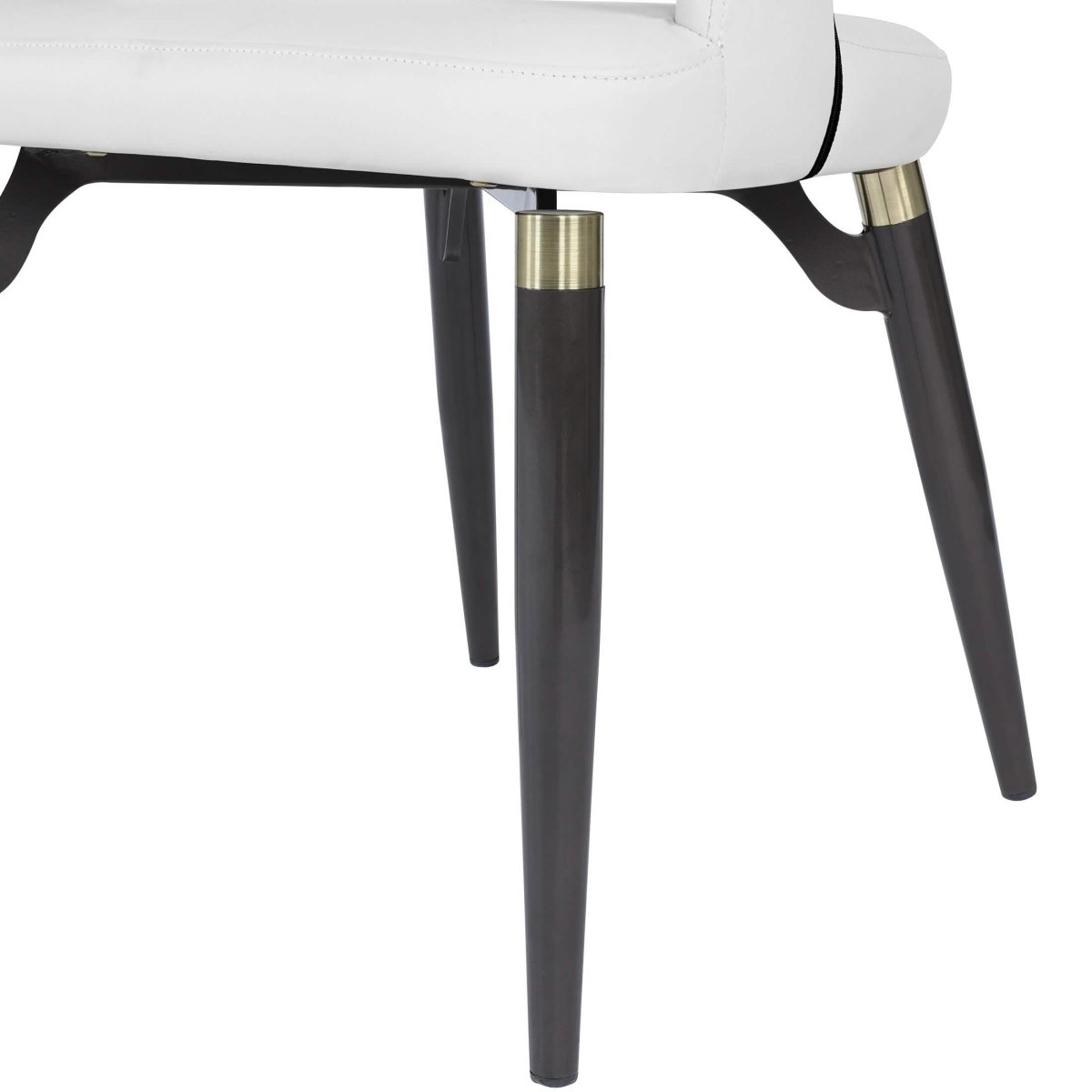 Leisuremod Dining Chair Entice Dining Chairs Upholstered Leather Seat and Curved Back in Black Iron Legs