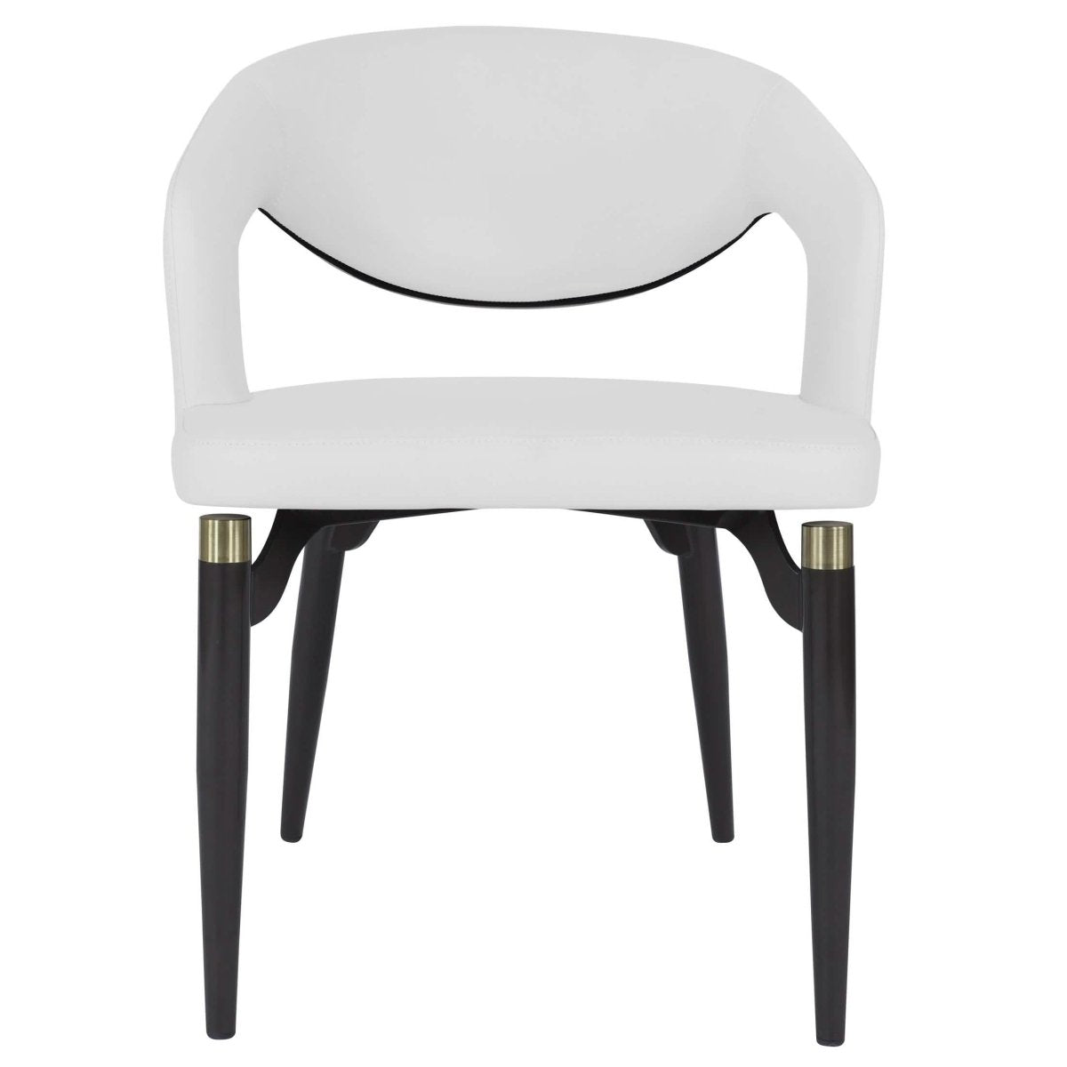 Leisuremod Dining Chair Entice Dining Chairs Upholstered Leather Seat and Curved Back in Black Iron Legs