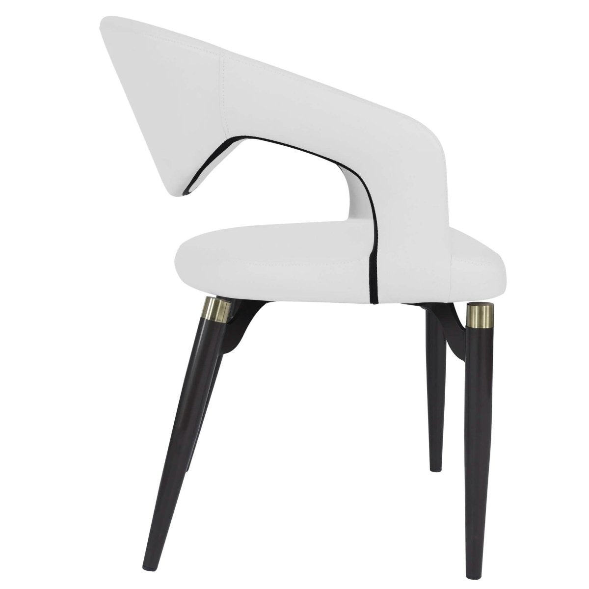Leisuremod Dining Chair Entice Dining Chairs Upholstered Leather Seat and Curved Back in Black Iron Legs