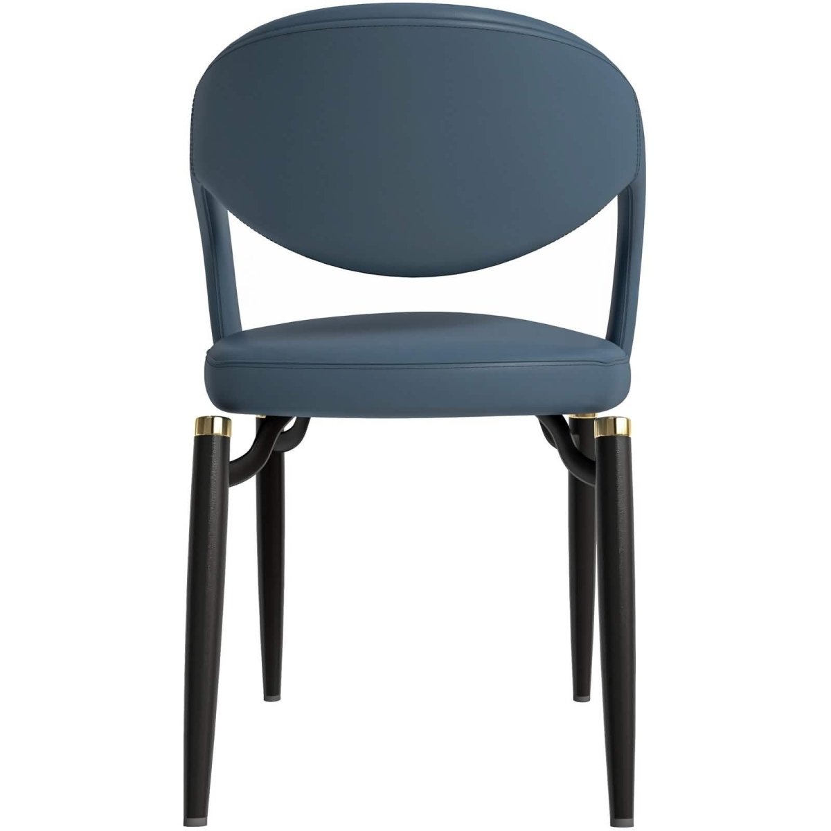 Leisuremod Dining Chair Entice Dining Chairs Upholstered Leather Seat and Curved Back in Black Iron Legs