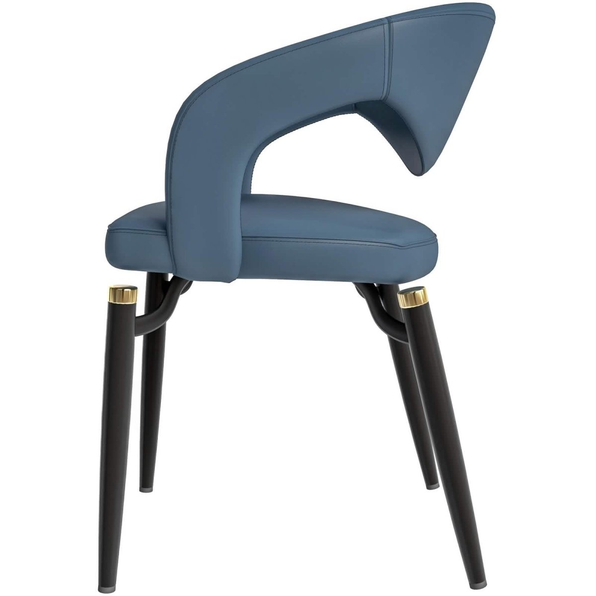 Leisuremod Dining Chair Entice Dining Chairs Upholstered Leather Seat and Curved Back in Black Iron Legs