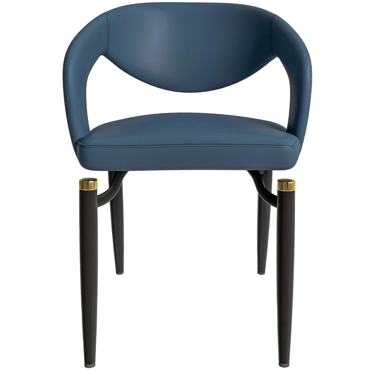 Leisuremod Dining Chair Entice Dining Chairs Upholstered Leather Seat and Curved Back in Black Iron Legs