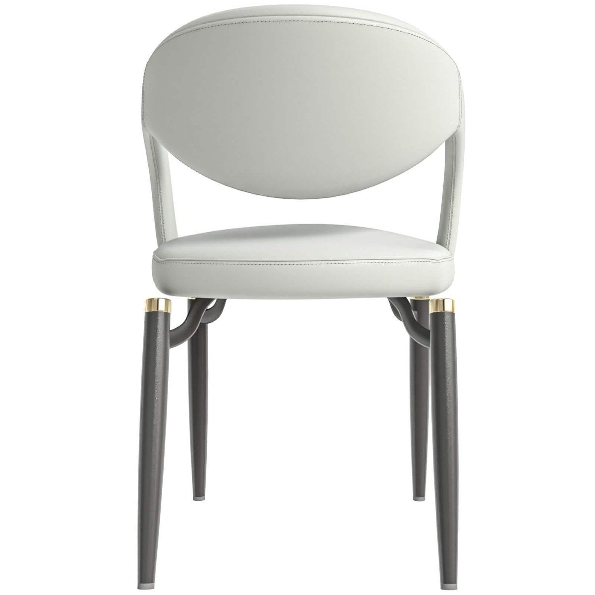 Leisuremod Dining Chair Entice Dining Chairs Upholstered Leather Seat and Curved Back in Black Iron Legs