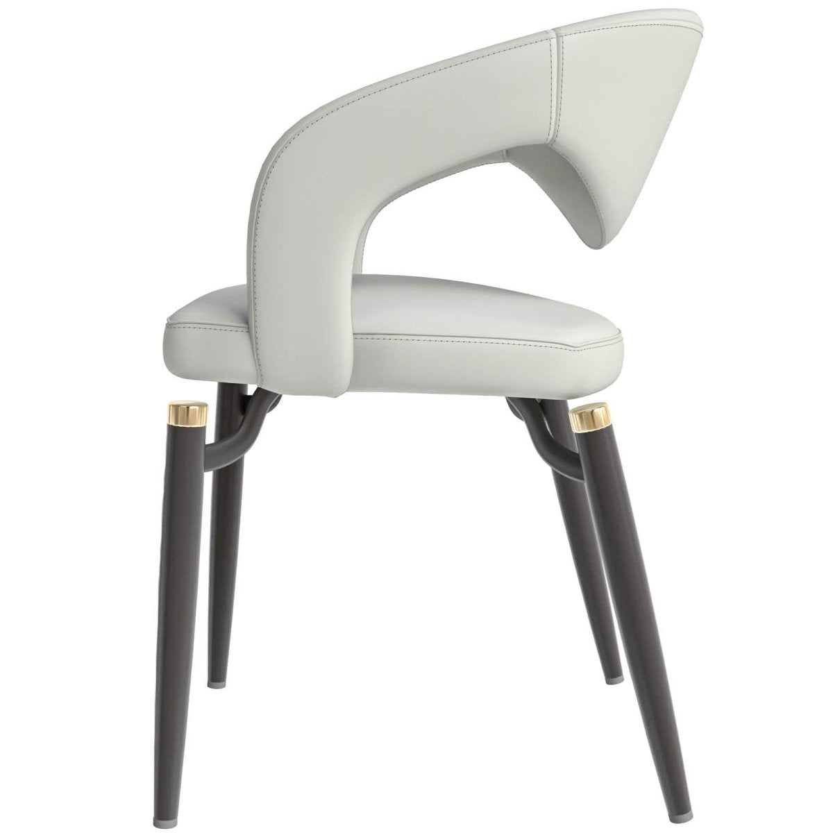 Leisuremod Dining Chair Entice Dining Chairs Upholstered Leather Seat and Curved Back in Black Iron Legs