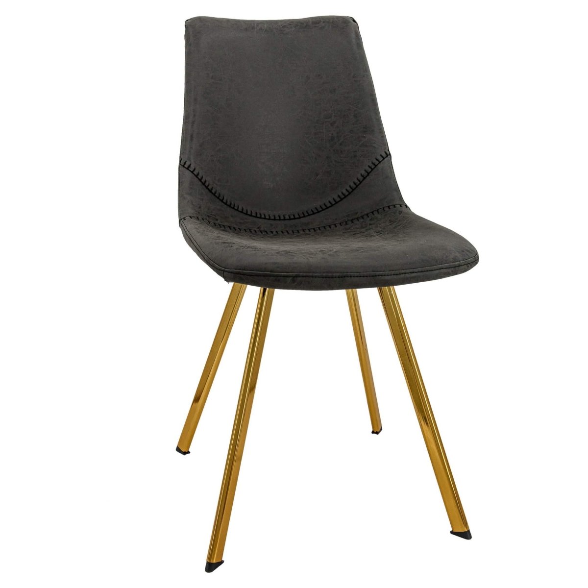 Leisuremod Dining Chair Gold / Charcoal Black Markley Leather Dining Chair With Black/Gold Metal Legs