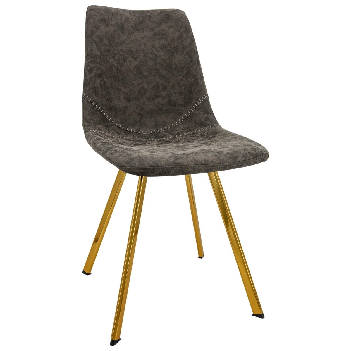 Leisuremod Dining Chair Gold / Grey Markley Leather Dining Chair With Black/Gold Metal Legs