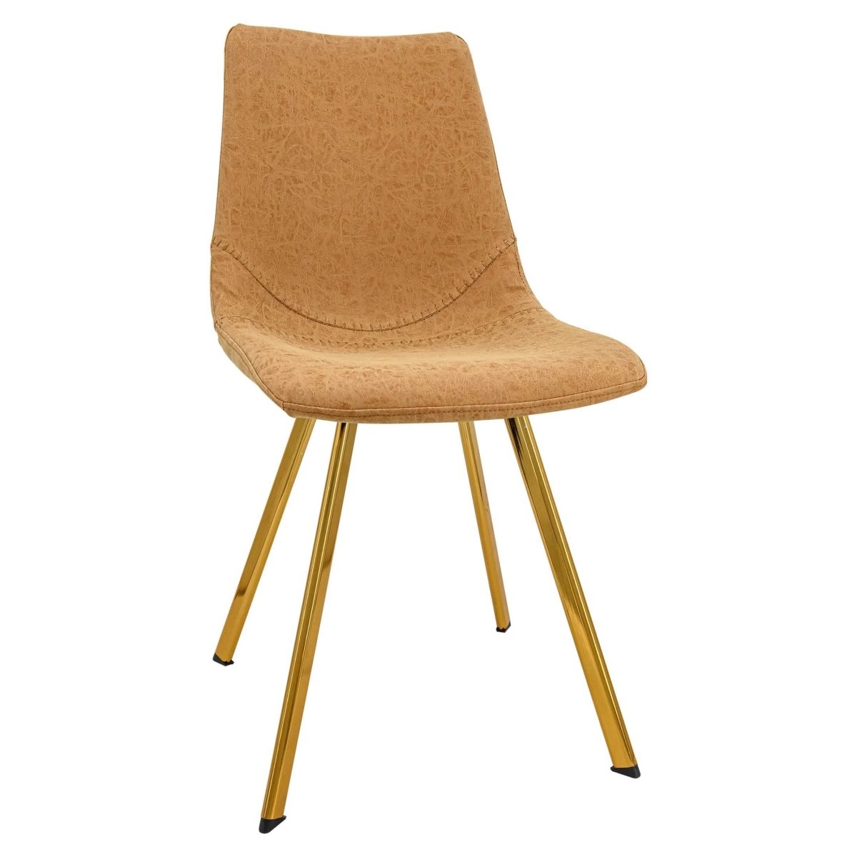 Leisuremod Dining Chair Gold / Light Brown Markley Leather Dining Chair With Black/Gold Metal Legs