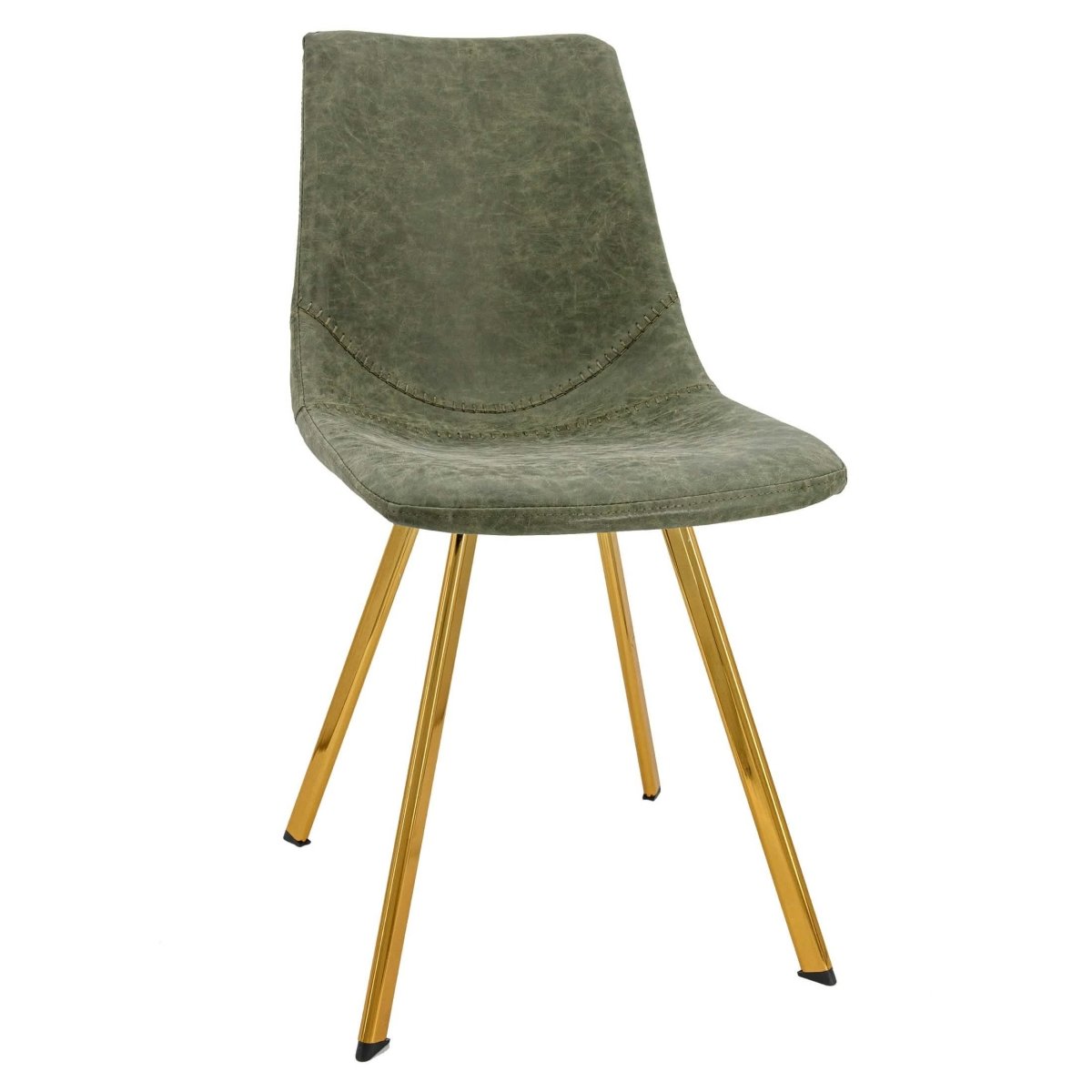 Leisuremod Dining Chair Gold / Olive Green Markley Leather Dining Chair With Black/Gold Metal Legs