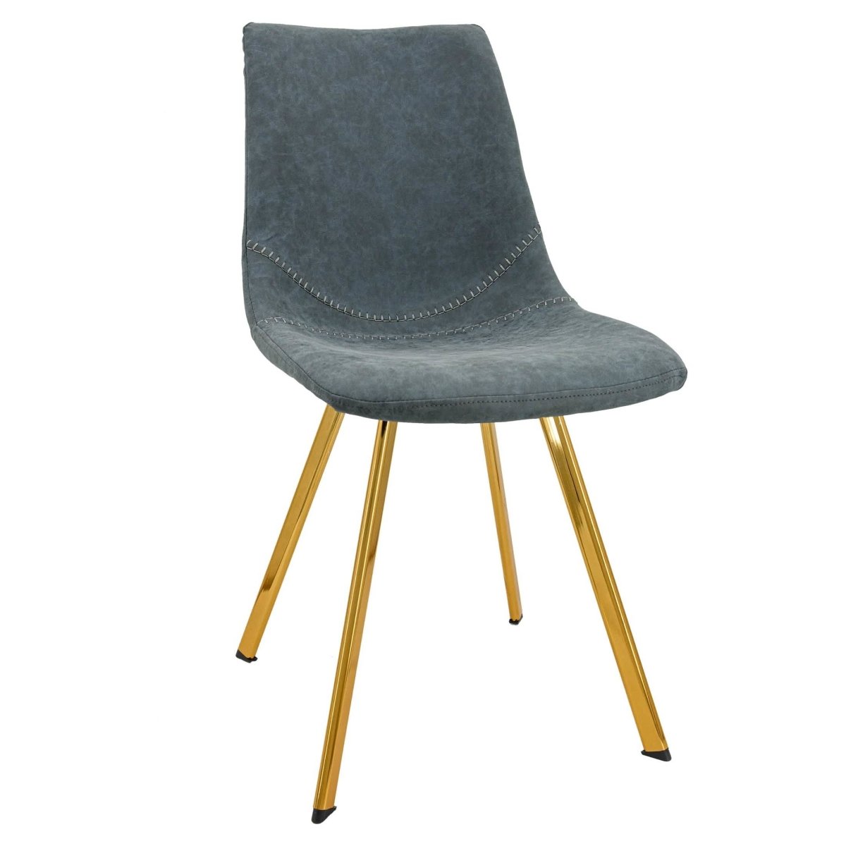 Leisuremod Dining Chair Gold / Peacock Blue Markley Leather Dining Chair With Black/Gold Metal Legs