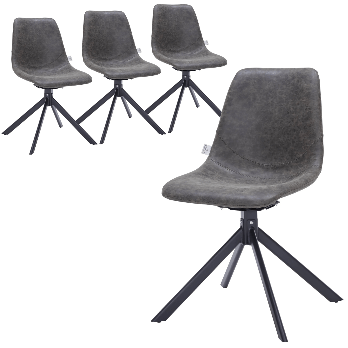 Leisuremod Dining Chair Grey Markley Swivel Leather Dining Side Chair with Durable Iron Legs Set of 4