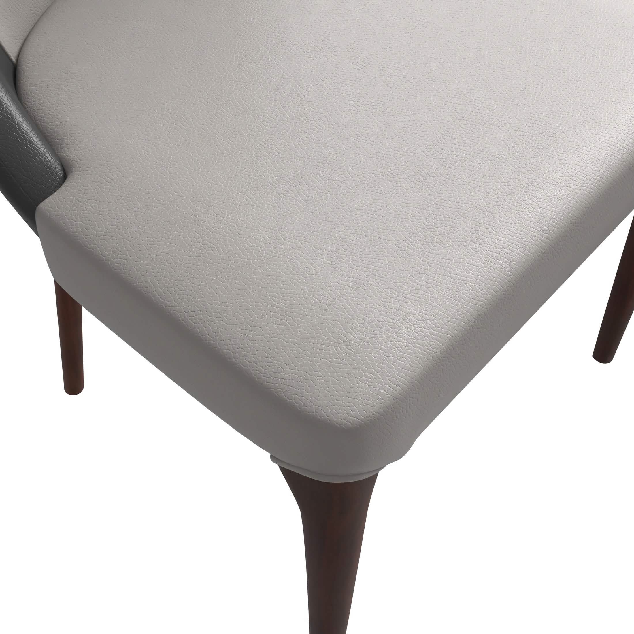 Havana Leather Dining Chair with a Two-Tone Color Design and Rubberwood Legs Grey Dining Chair Leisuremod