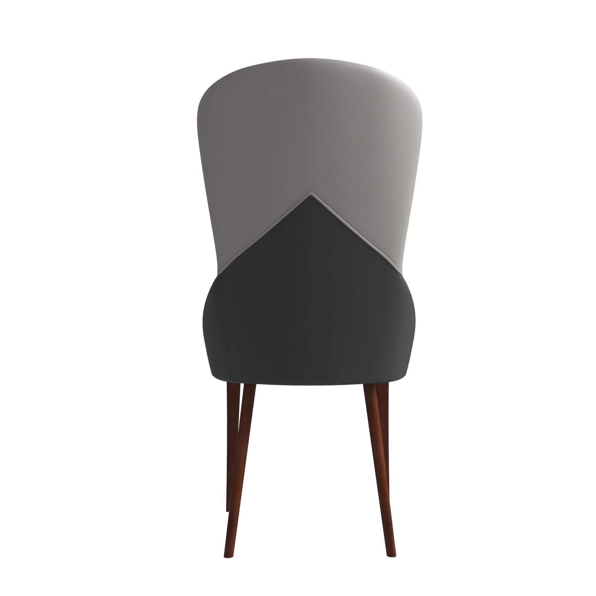 Havana Leather Dining Chair with a Two-Tone Color Design and Rubberwood Legs Grey Dining Chair Leisuremod