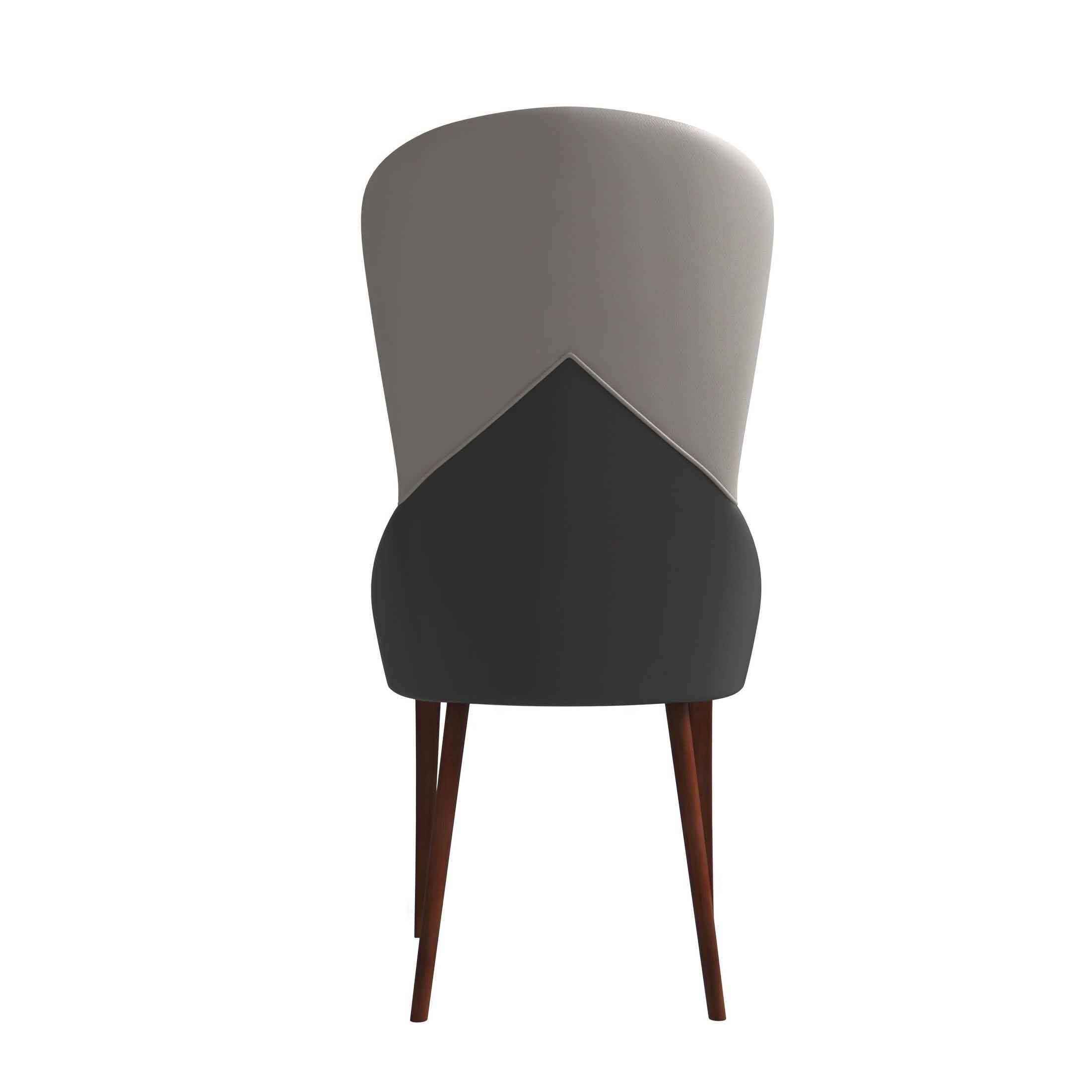 Havana Leather Dining Chair with a Two-Tone Color Design and Rubberwood Legs Grey Dining Chair Leisuremod