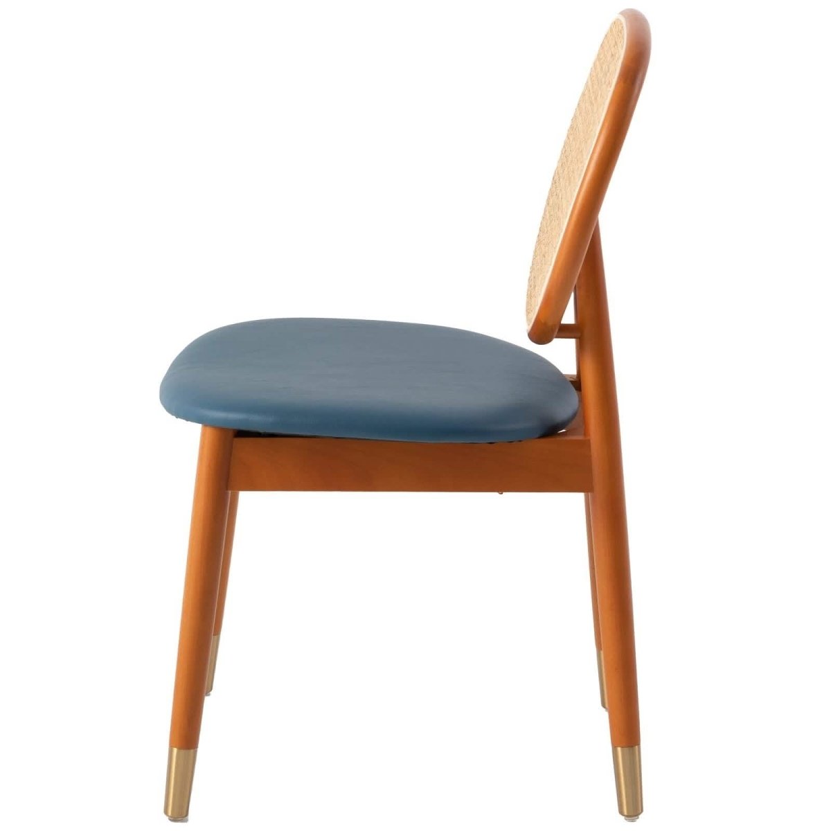 Leisuremod Dining Chair Holbeck Wicker Dining Chair with Upholstered Leather Seat and Beech Wood Legs