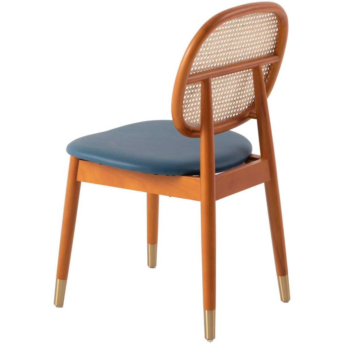 Leisuremod Dining Chair Holbeck Wicker Dining Chair with Upholstered Leather Seat and Beech Wood Legs