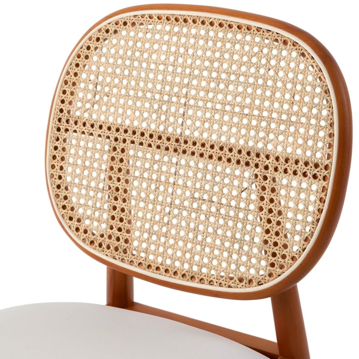 Leisuremod Dining Chair Holbeck Wicker Dining Chair with Upholstered Leather Seat and Beech Wood Legs