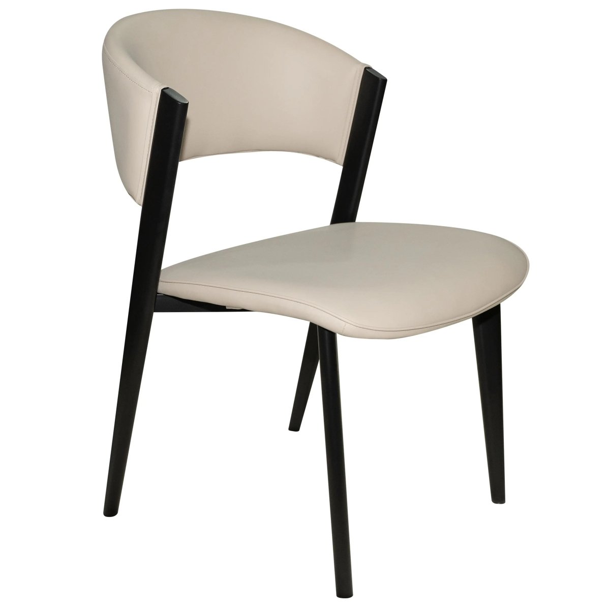 Leisuremod Dining Chair Light Grey Aspen Dining Chairs Upholstered in Leather with Black Metal Legs