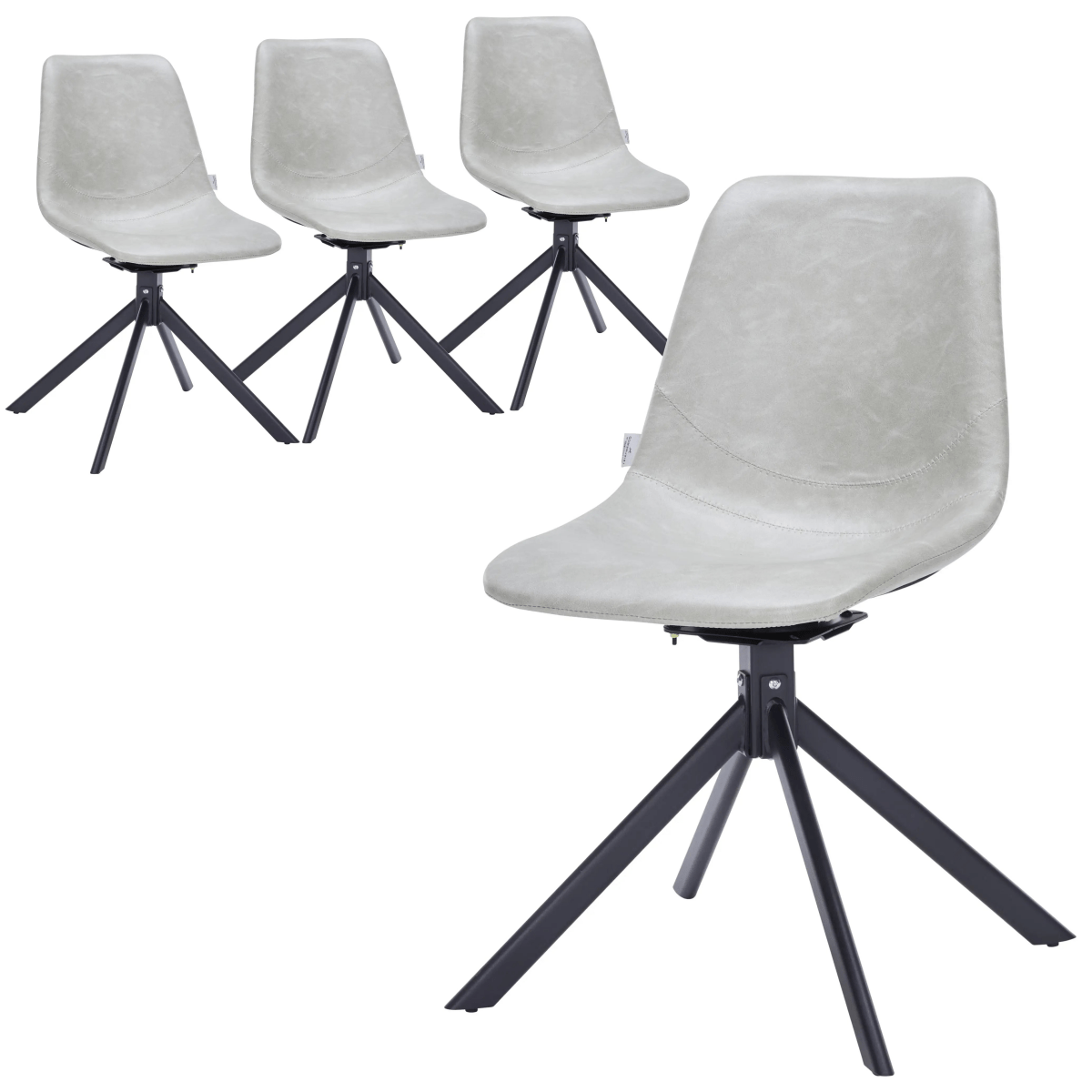 Leisuremod Dining Chair Light Grey Markley Swivel Leather Dining Side Chair with Durable Iron Legs Set of 4