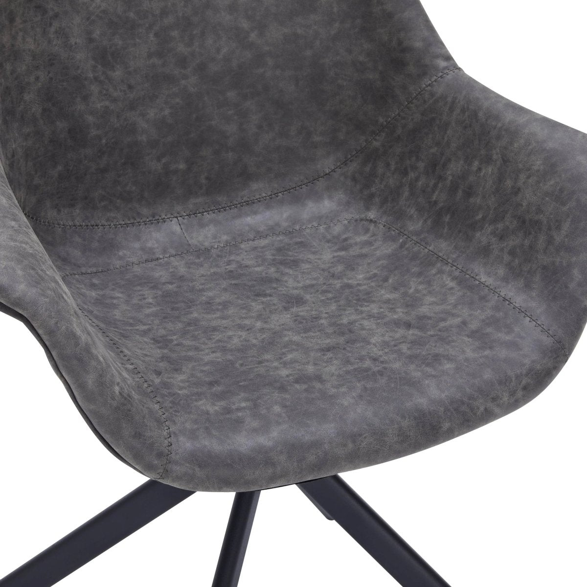 Leisuremod Dining Chair Markley Leather Swivel Dining Armchair with Black Iron Base Set of 2