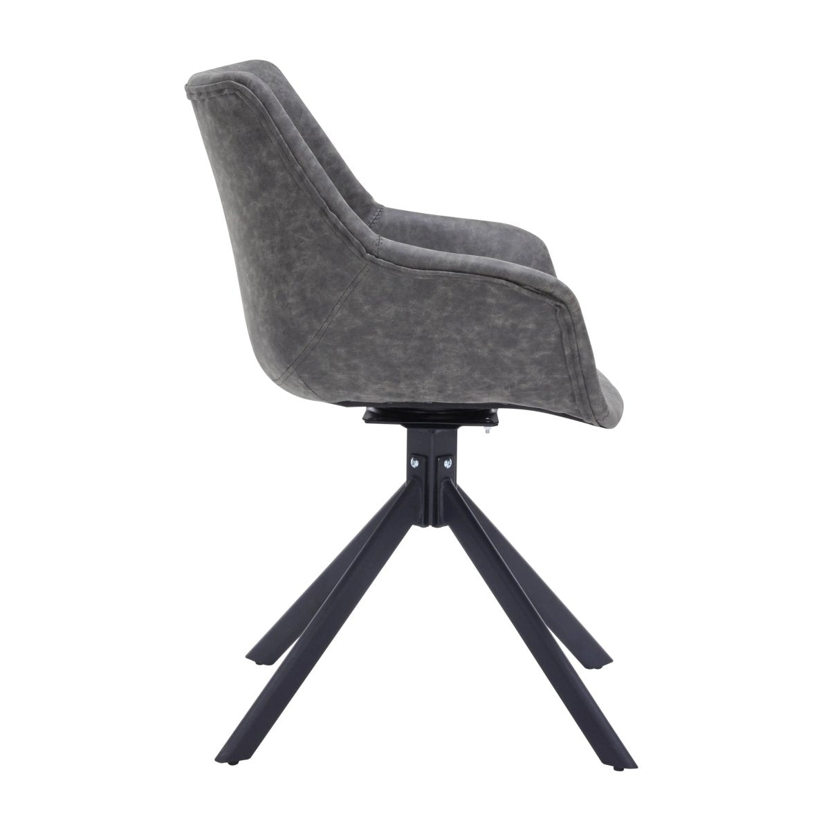 Leisuremod Dining Chair Markley Leather Swivel Dining Armchair with Black Iron Base Set of 2