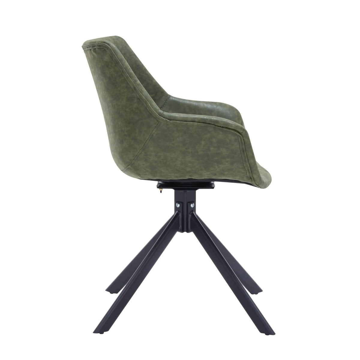 Leisuremod Dining Chair Markley Leather Swivel Dining Armchair with Black Iron Base Set of 2