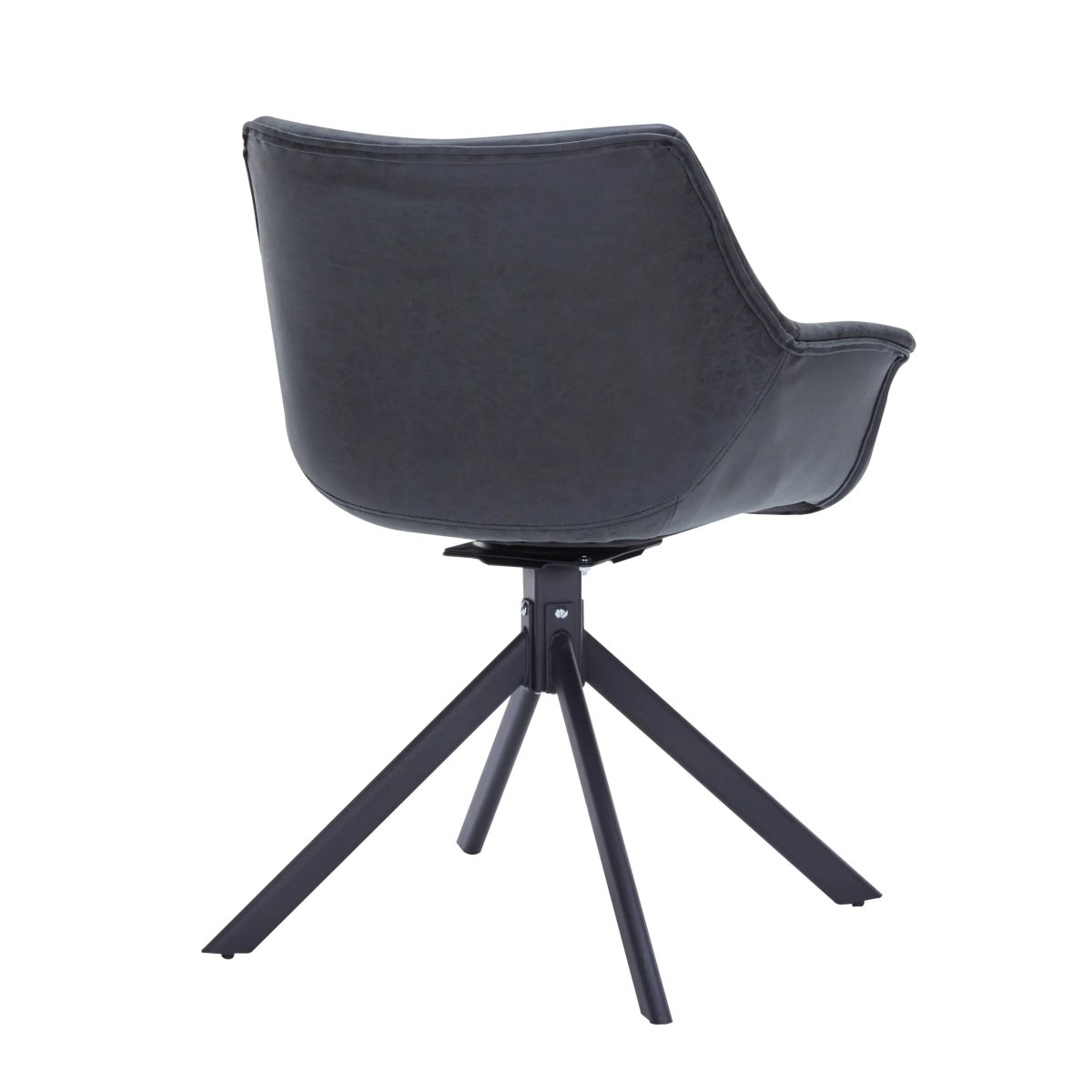 Leisuremod Dining Chair Markley Leather Swivel Dining Armchair with Black Iron Base Set of 2