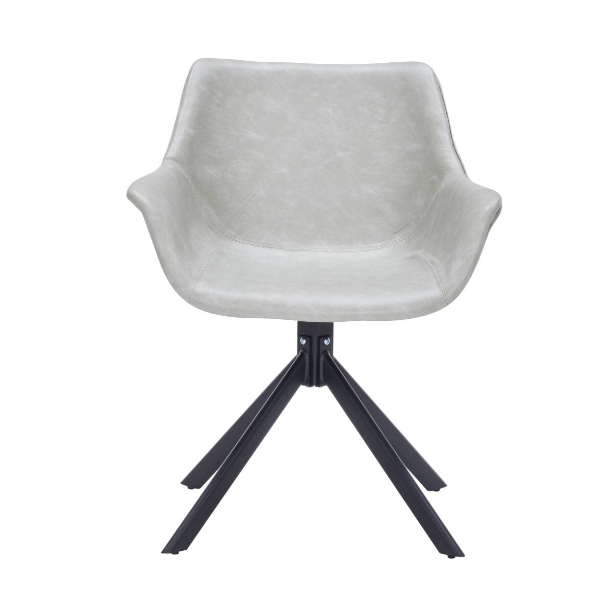 Leisuremod Dining Chair Markley Leather Swivel Dining Armchair with Black Iron Base Set of 4