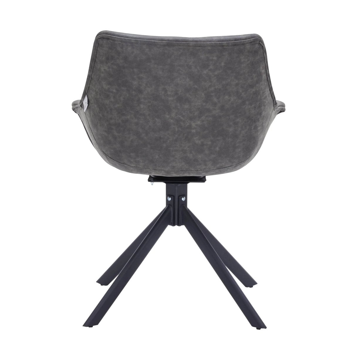 Leisuremod Dining Chair Markley Leather Swivel Dining Armchair with Black Iron Base Set of 4