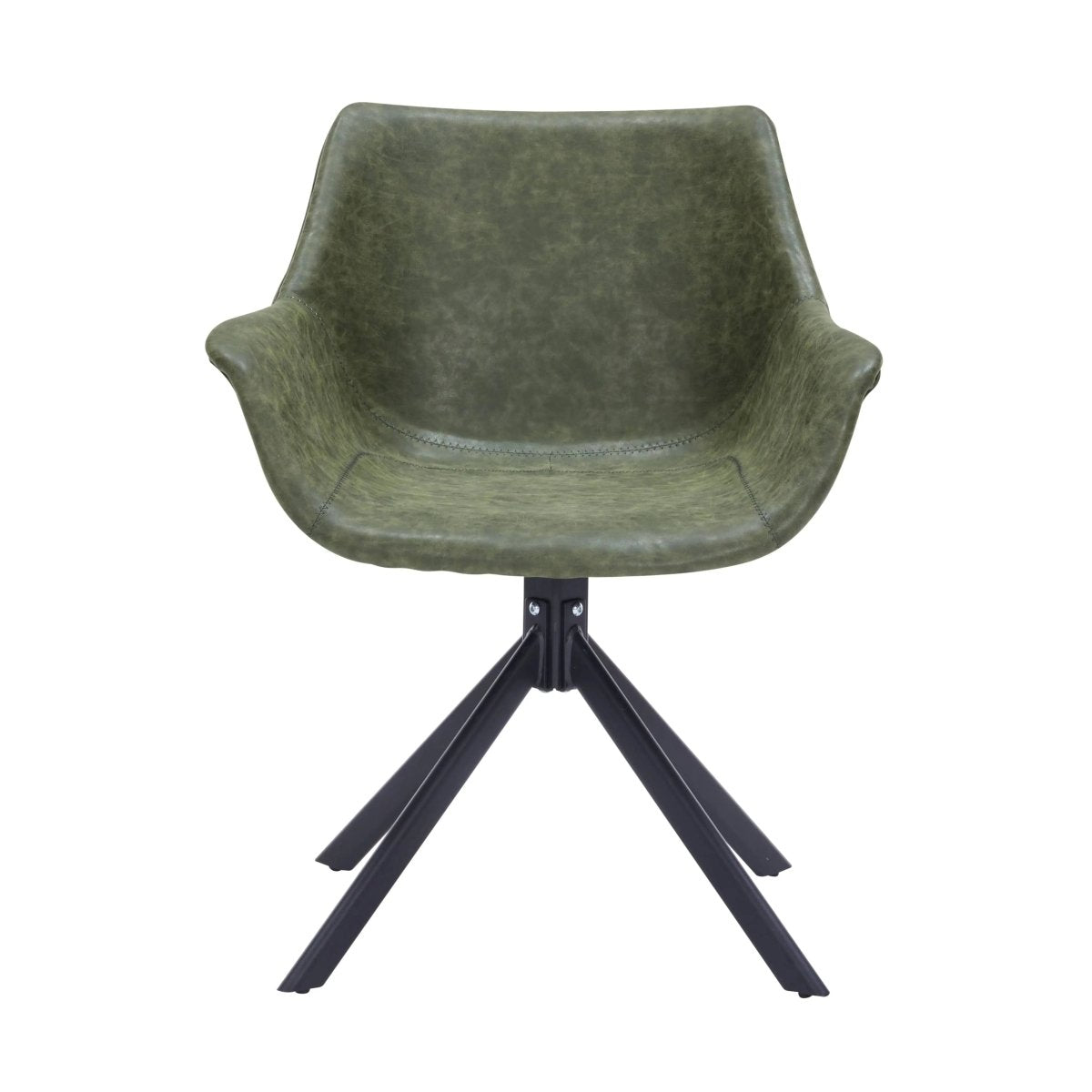 Leisuremod Dining Chair Markley Leather Swivel Dining Armchair with Black Iron Base Set of 4