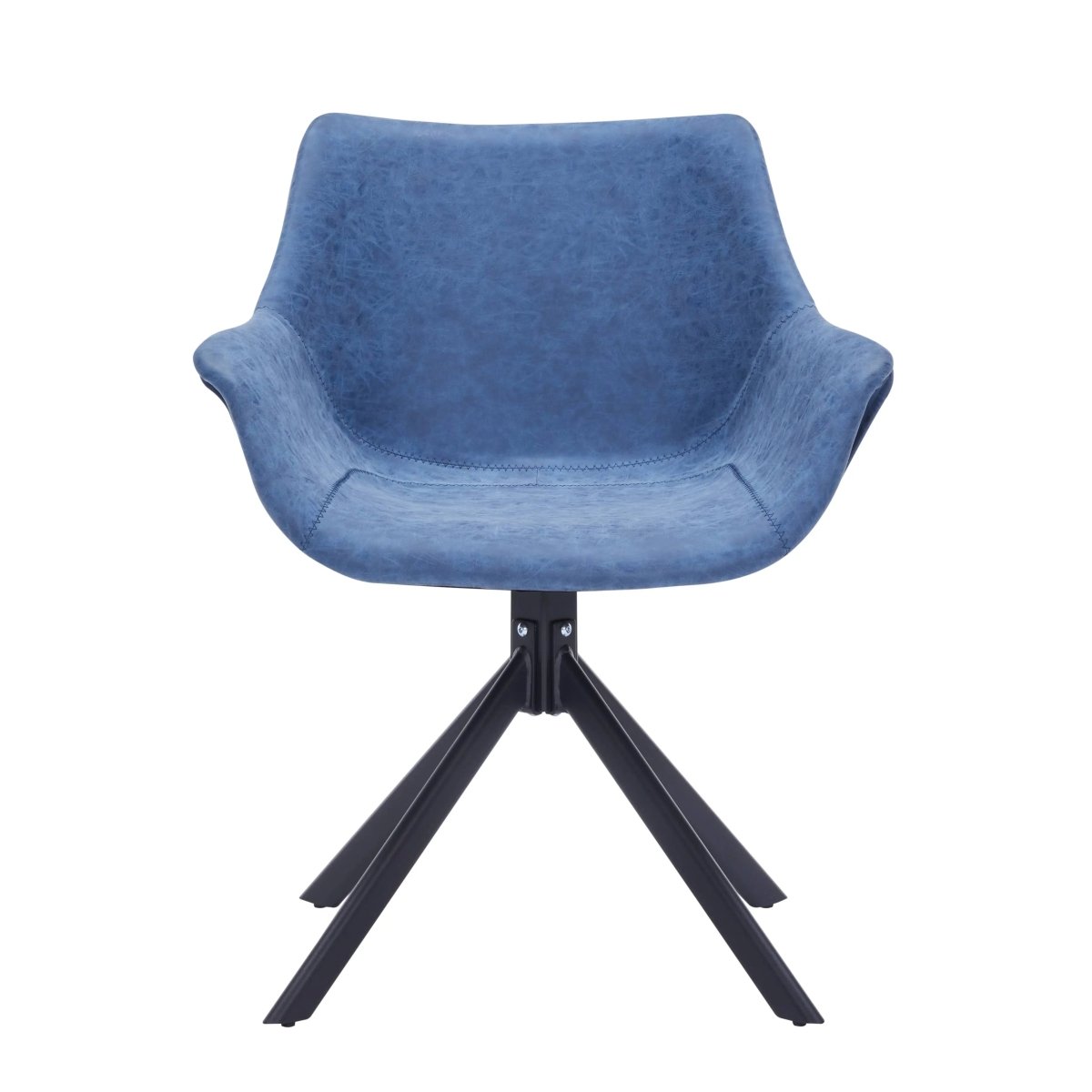 Leisuremod Dining Chair Markley Leather Swivel Dining Armchair with Black Iron Base Set of 4