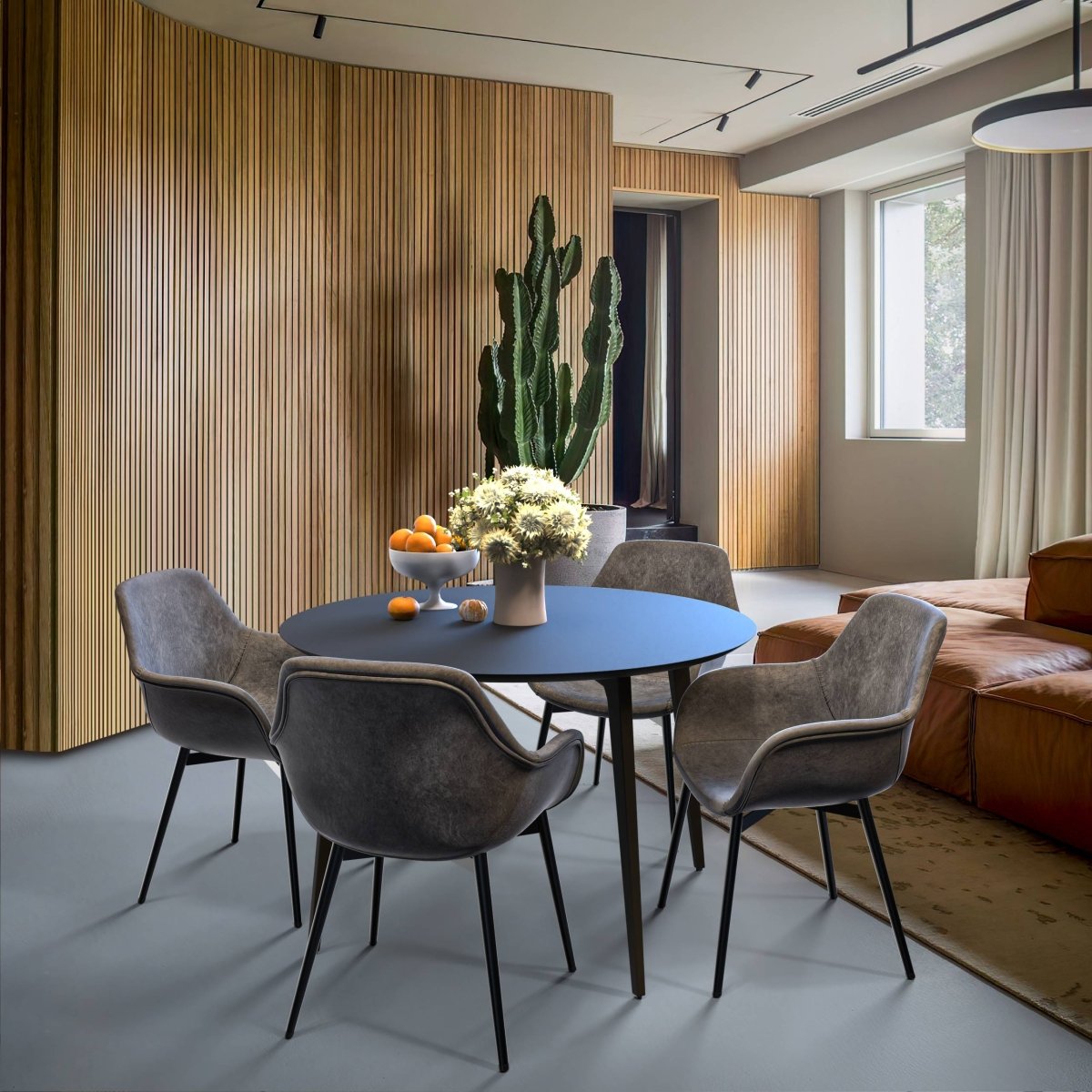 Leisuremod Dining Chair Markley Modern Leather Dining Arm Chair With Black/Gold Metal Legs